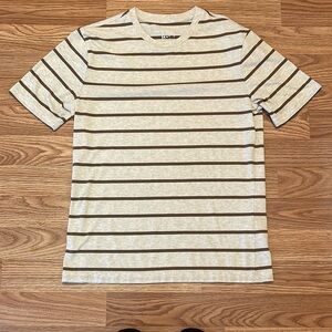 Banana Republic Striped Premium Wash T-Shirt Light Oatmeal Heather Men’s S